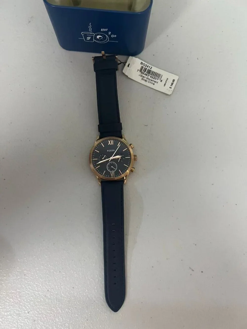 Fossil BQ2412 Fenmore Rose Gold Stainless Steel Men Dress Casual Leather Watch